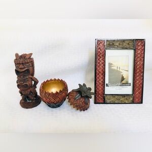 Tropical Tiki Home Accent Set - Brown and Gold